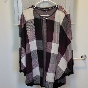 Ivanka Trump Cape Cardigan - Black, White, Purple